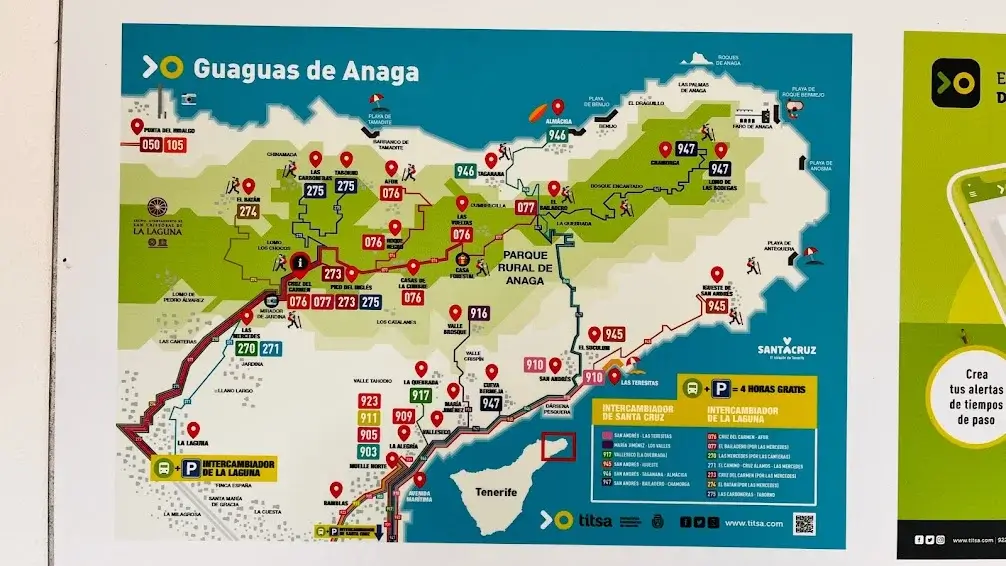 Gua Gua or public transport bus network in the Anaga Rural Park