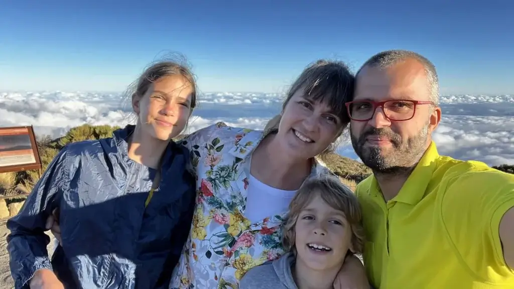 Smart Travel Family in Teide Natural Park, literally, walking above the clouds