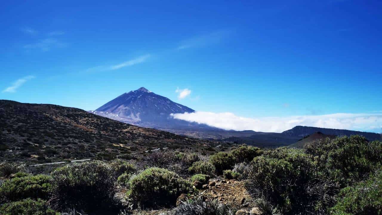 Teide volcano in a panorama from the direction of Teide observatory